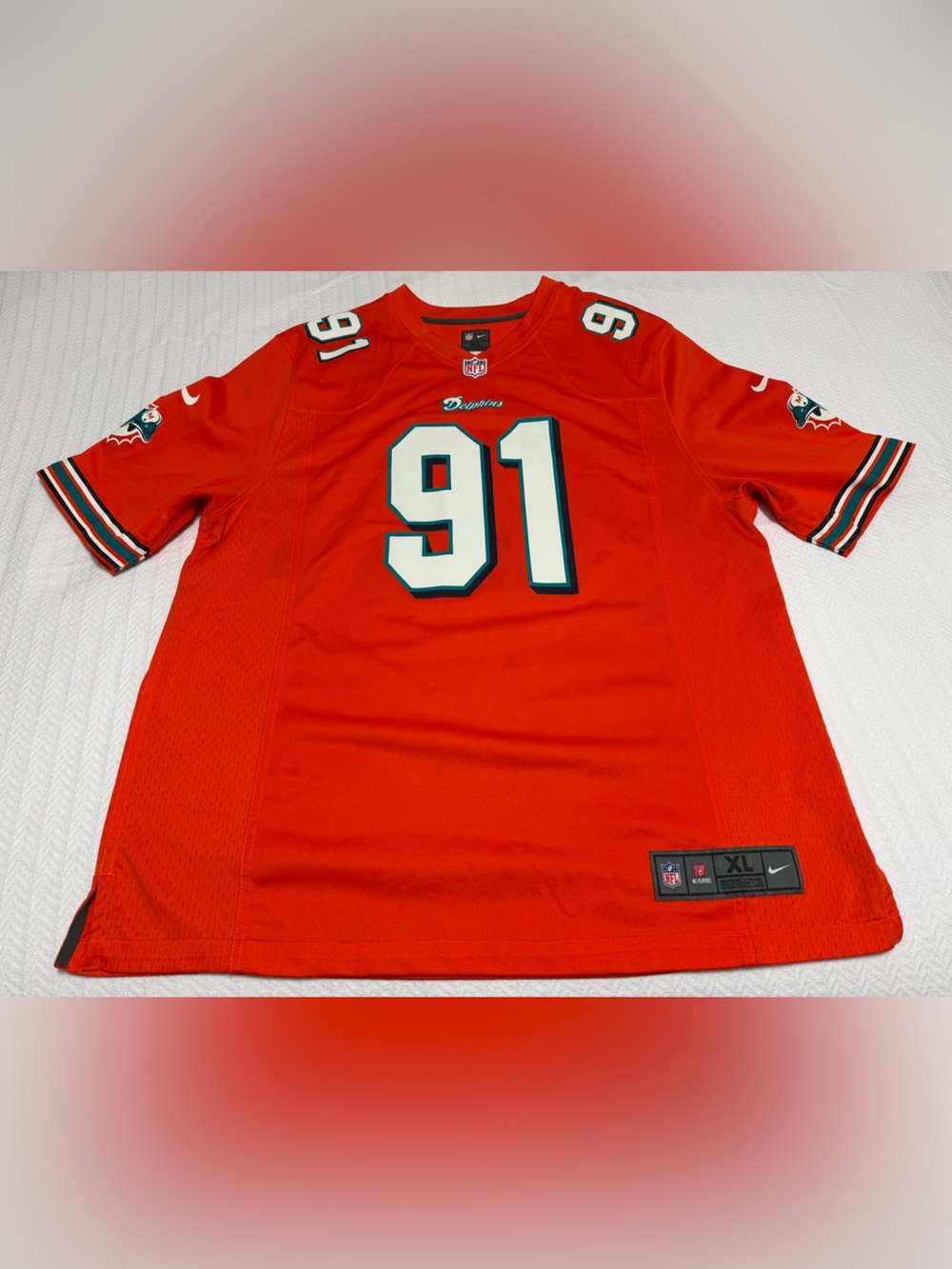 Miami Dolphins Cameron Wake 91 Nike OnField Authentic Orange Jersey Aqua Sz XL